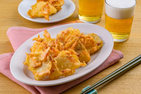 たけのこと桜えびの天ぷら