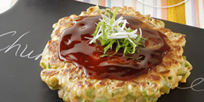 オクラと豚肉のお好み焼き