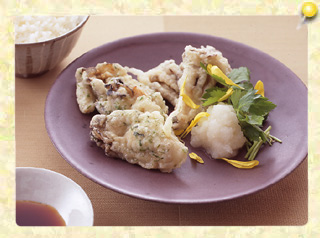 カキの磯風味天ぷら おろしポン酢仕立て