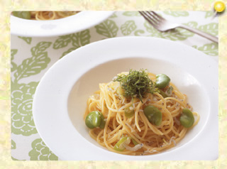 そら豆とじゃこのスパゲッティ