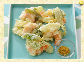 セロリとエビのかき揚げ