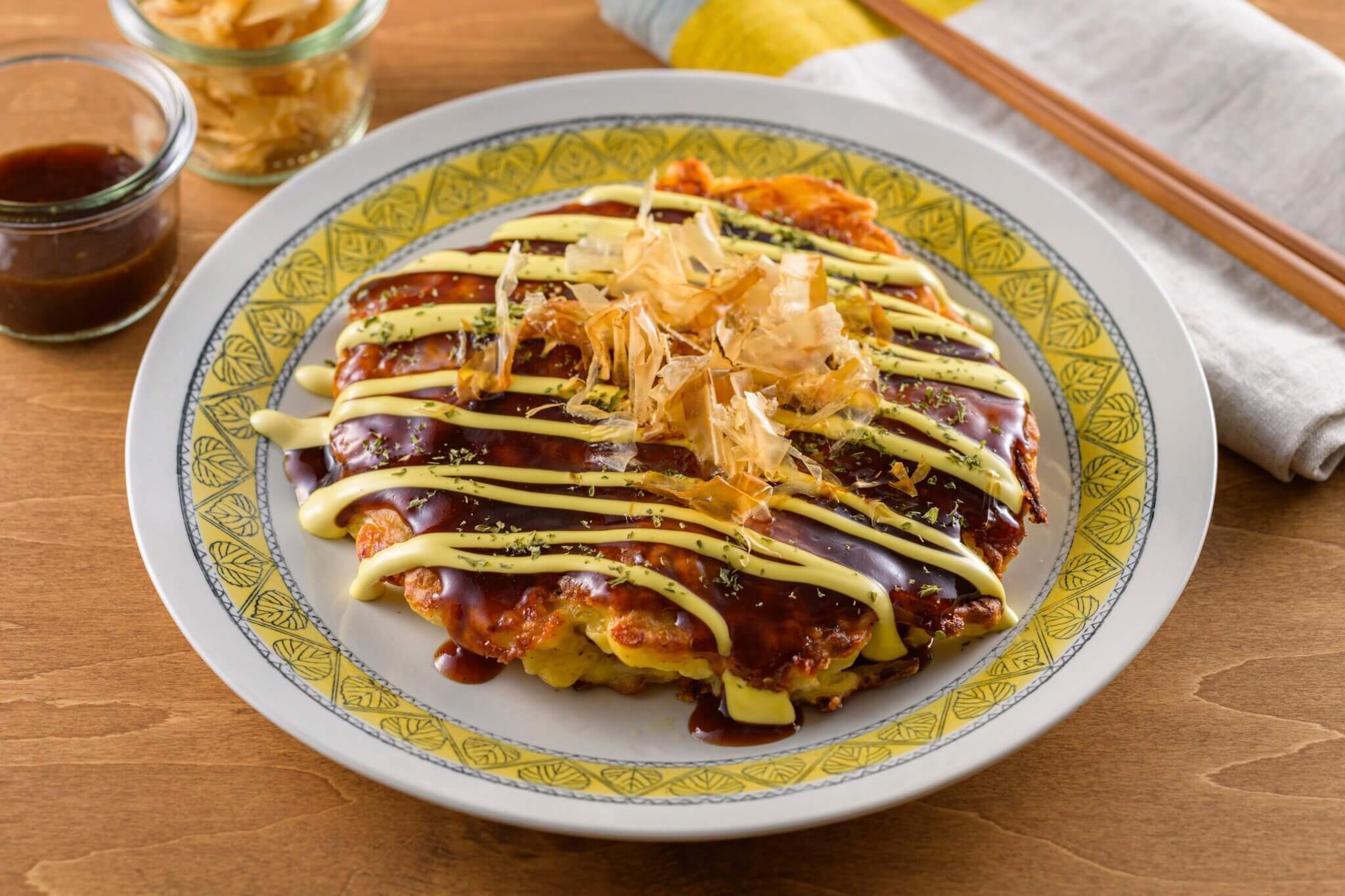豚もやしとはんぺんチーズのお好み焼きの画像