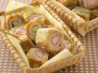 たこ焼き粉でふんわりちくわのロール焼きの画像